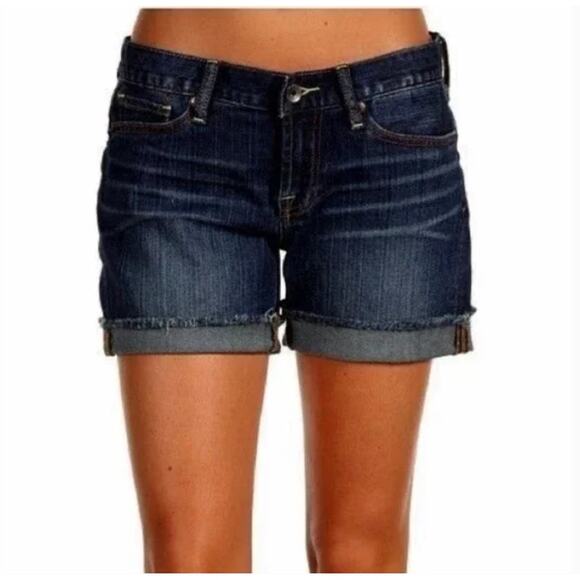 Lucky Brand Abbey Double Rolled Cuff Jean Shorts in Dark Wash Size 12/31 - Picture 1 of 5